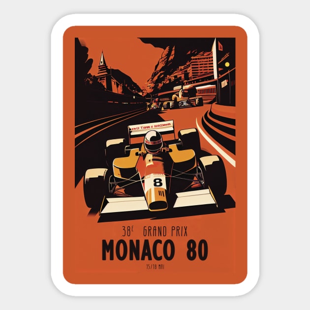 1980 Monaco Grand Prix Travel Poster Sticker by GreenMary Design